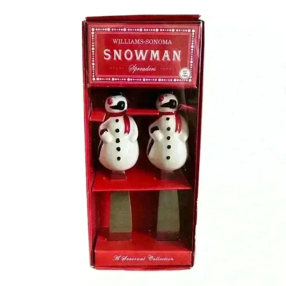 Williams-Sonoma 2003 Snowman Spreaders Set Of Two Christmas Utensils